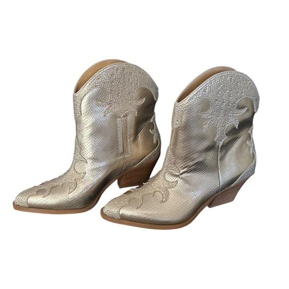 Jessica Simpson Zolly Bootie Western Inspired Rhinestones Champagne Size 8 NWOT - Picture 3 of 11